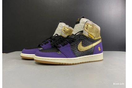 JORDAN BLACK  AIR 1 OG X PURPLE GOLD HIGH UNION “MAMBA” 0709